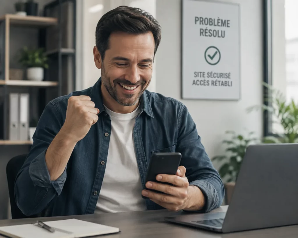 Client soulagé : son site est sécurisé et ses accès rétablis